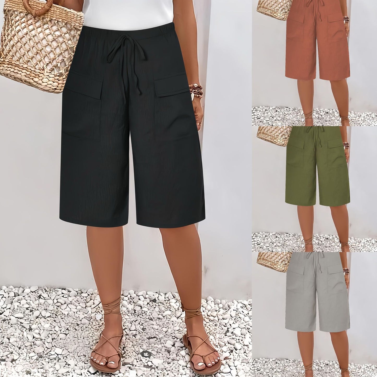 Women's Drawstrings Cropped Shorts
