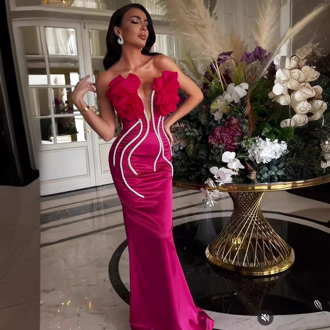 Rhinestone Tube Top Formal Dress