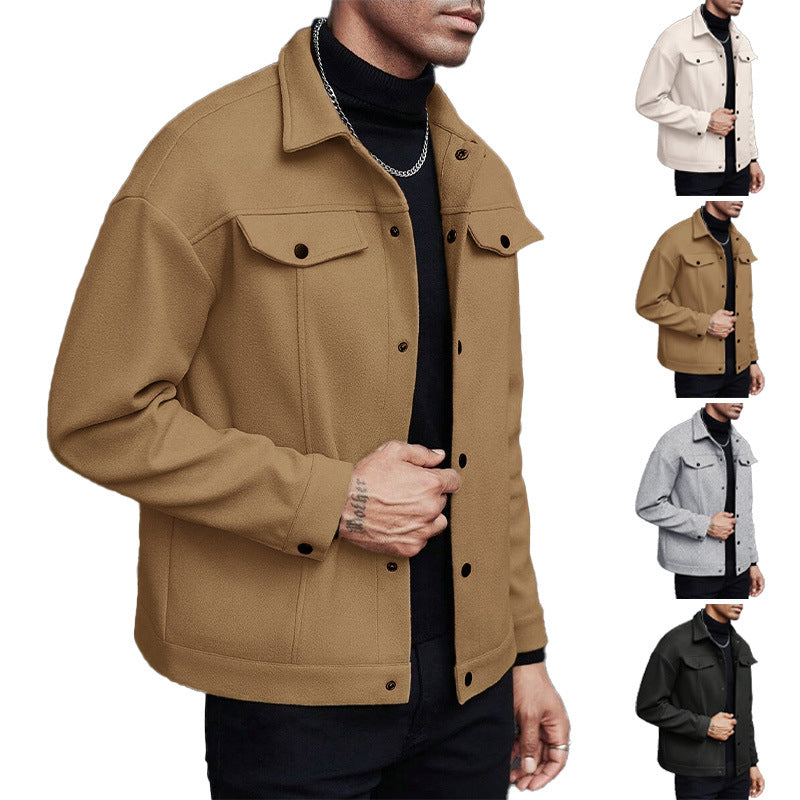 Men's Lapel Woolen Casual Sports Jacket