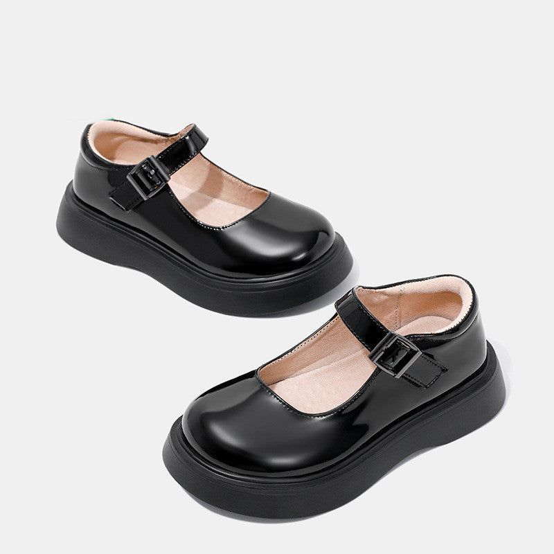 Girls PU Leather Peas Shoes