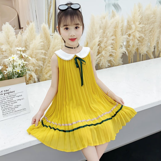 Girls Chiffon Steam Pleat Dress