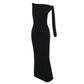 One-shoulder Ribbon Long Evening Dress