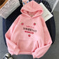 Candy Color Strawberry Print Hoodie For Women