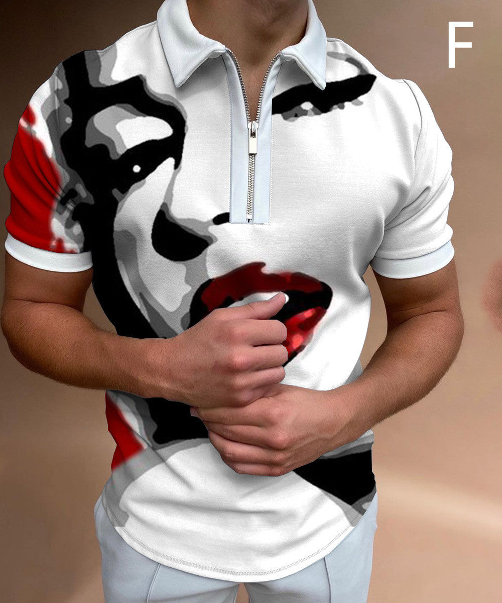 Men's Face Art Printed Short Sleeve T-shirts