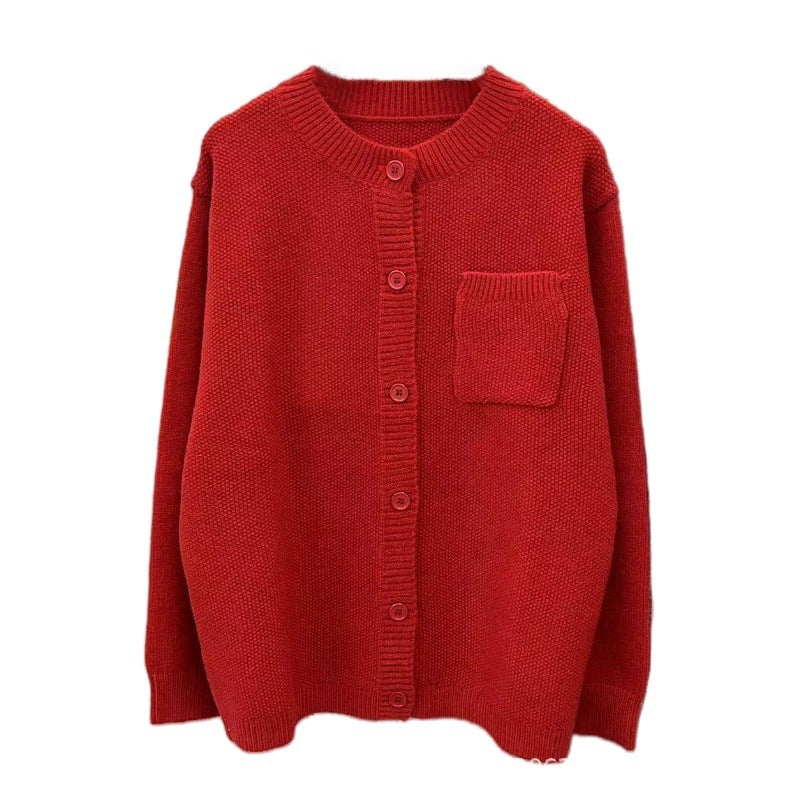 Pure Color Warm Knitted Cardigan For Women