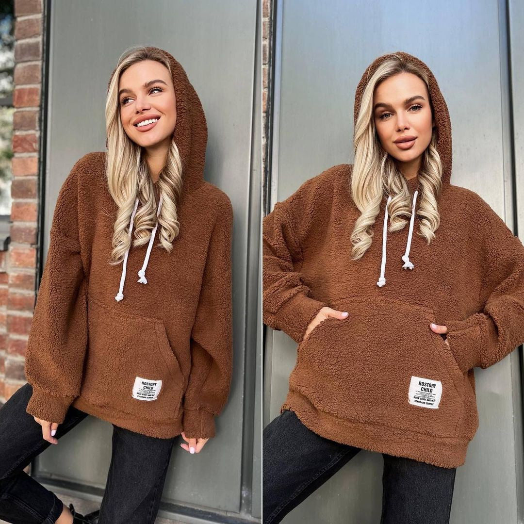 Loose Long-Sleeved Pullover Hoodie For Women