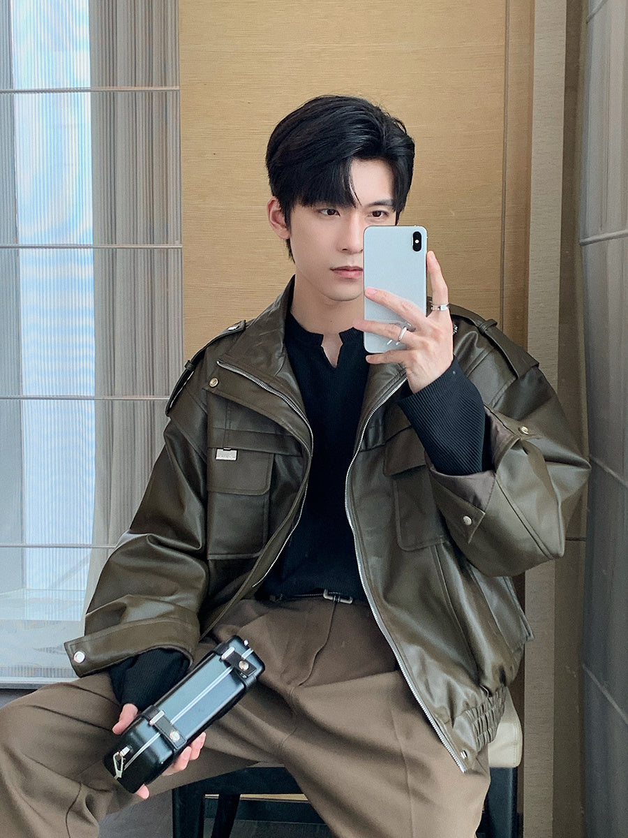 Men's Biker Faux Leather Jacket