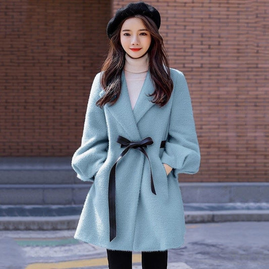 Women's Goat Skin Woolen Coat
