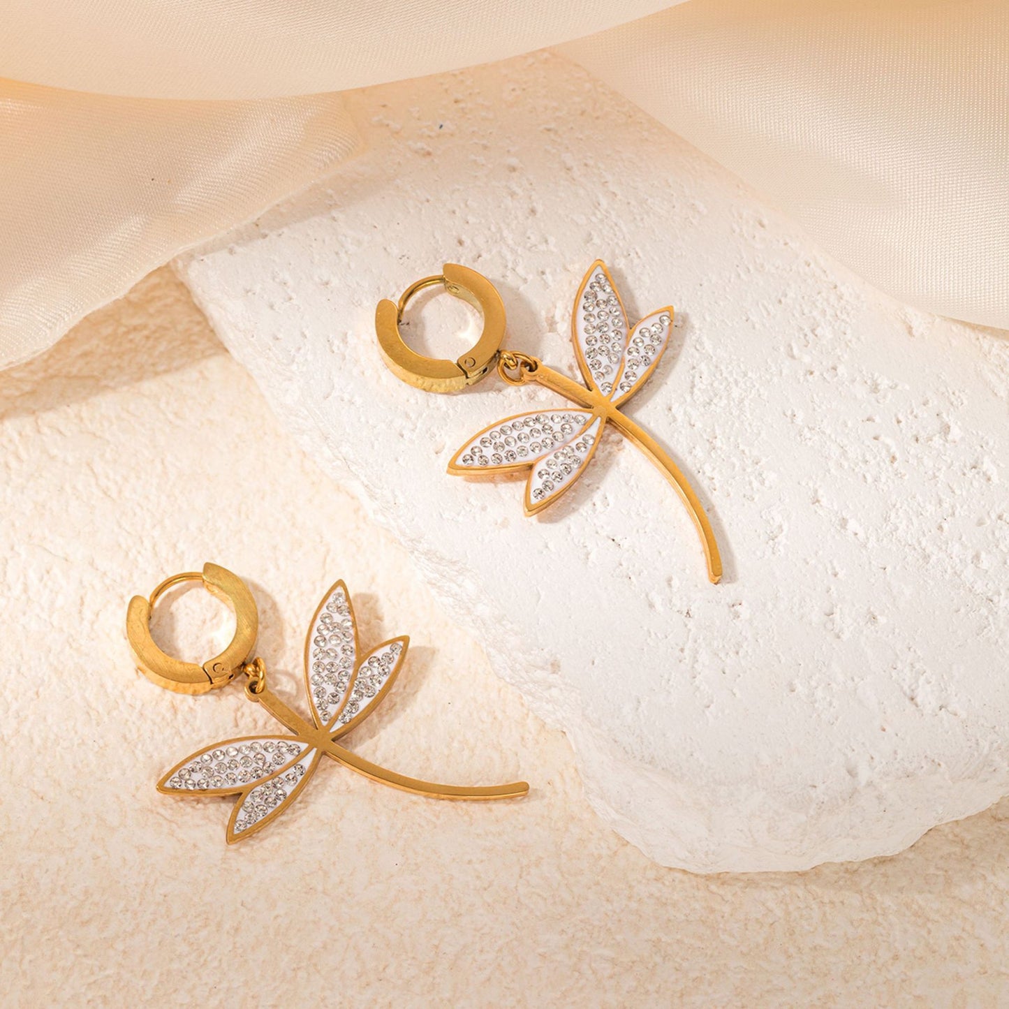 Dragonfly Titanium Steel Micro Rhinestone  Set