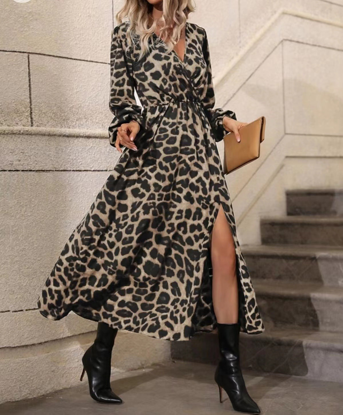 Printed V-neck Dress