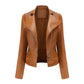 Beaded Leather Long-Sleeved Motorcycle Jacket