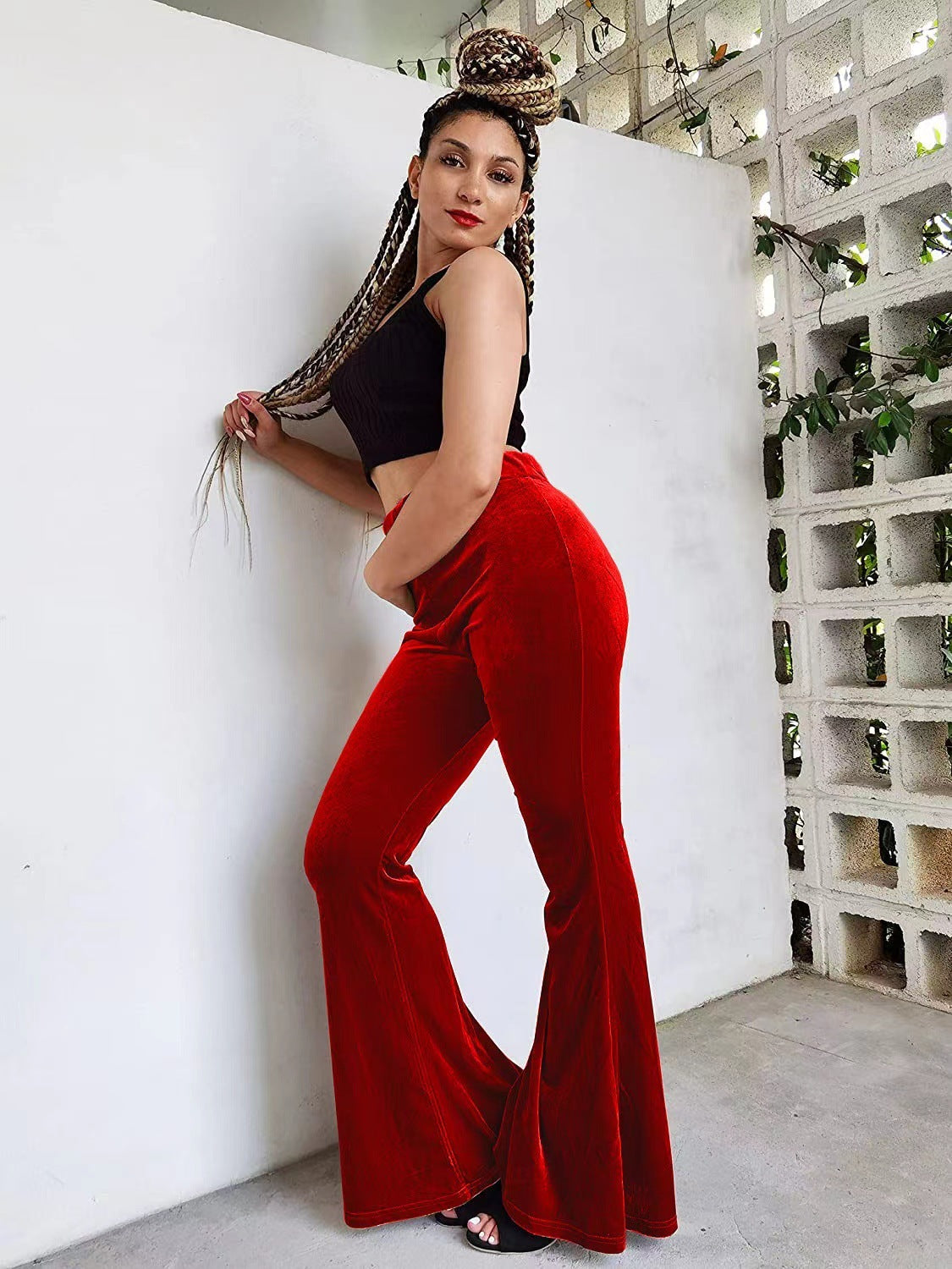 Velvet Bell-bottom Pants