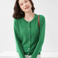 Backed Round Neck Knitted Cardigan For Women