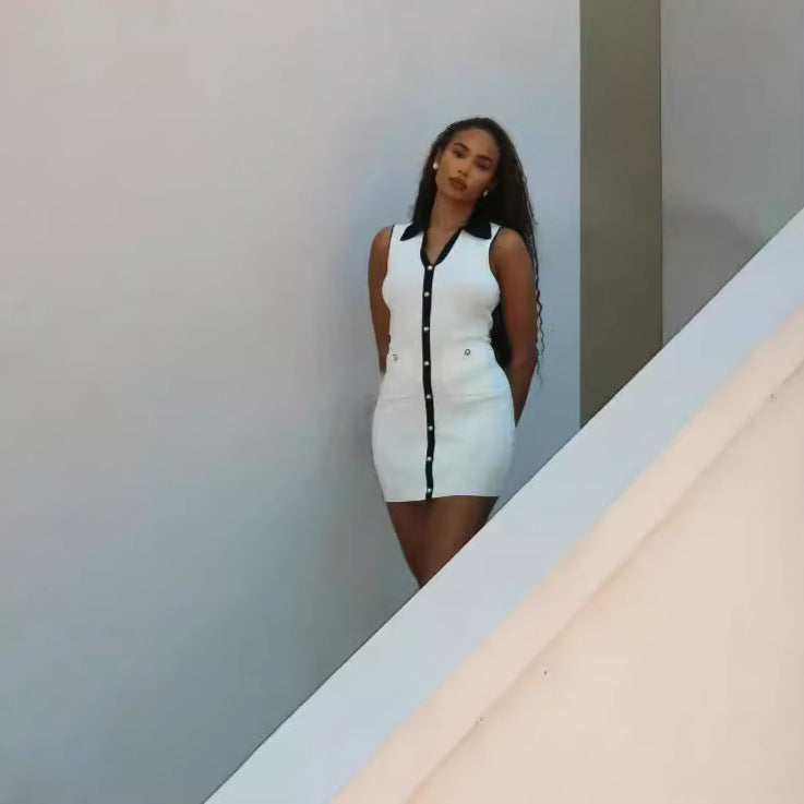 Knitted Black & White Dress