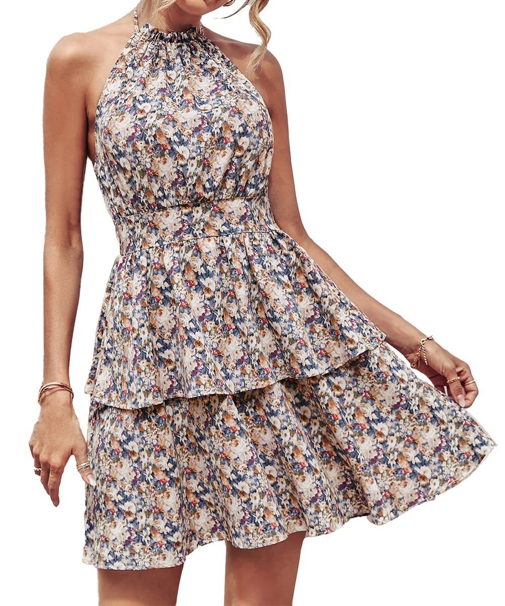 Printed Boho Halter Dress