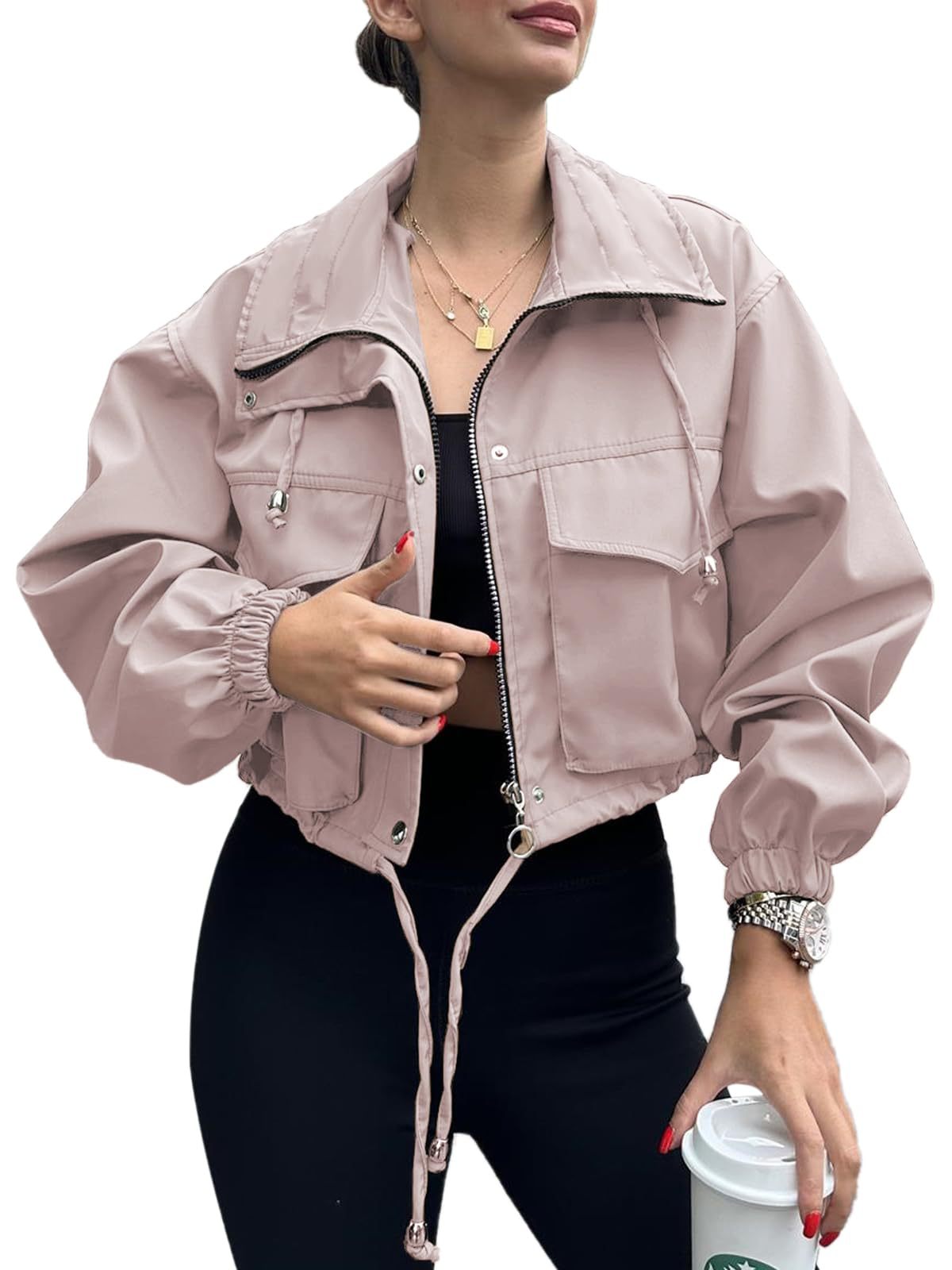 Solid Color Short Zipper Jacket