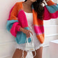 Contrast Color Patchwork Knitted Cardigan For Women