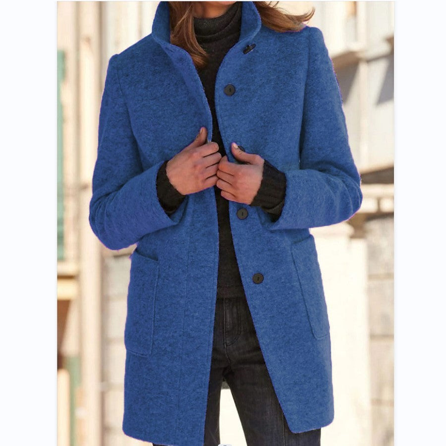Standing Collar Woolen Coat