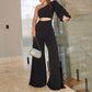 Women's Petal Sleeve Wide Leg Jumpsuit