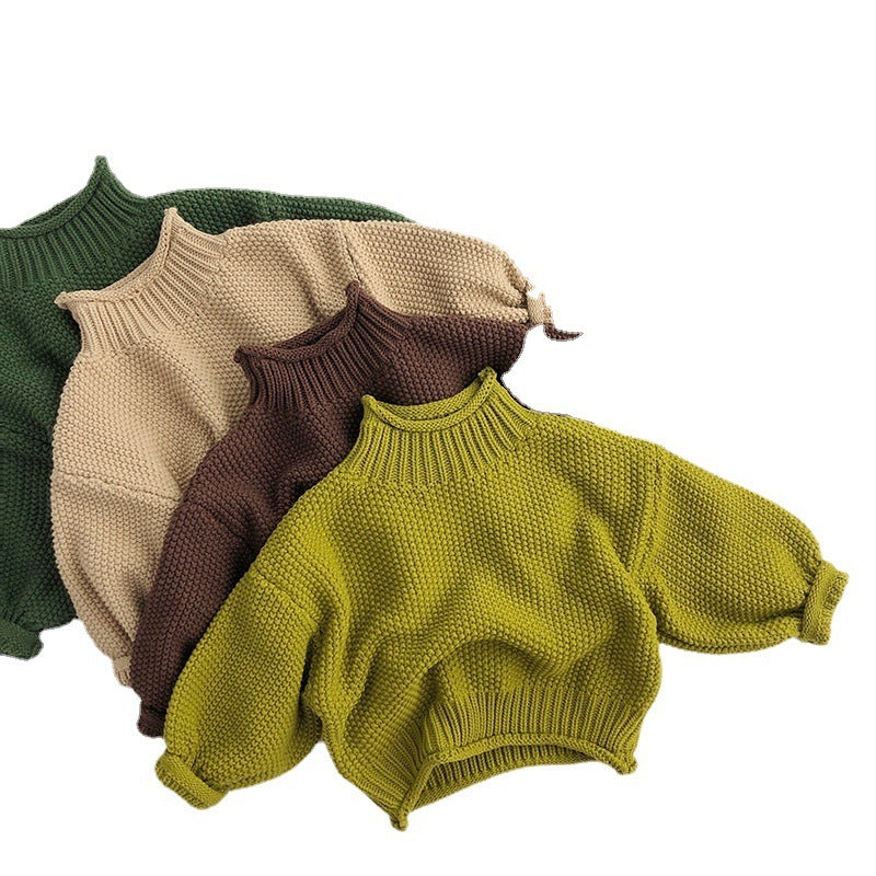 Kids'  Retro Knitted Turtleneck Sweater