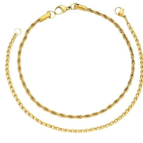 Stainless Steel Twist Chain Bracelet 2-piece Set