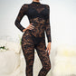 Lace Jacquard See-through Jumpsuit