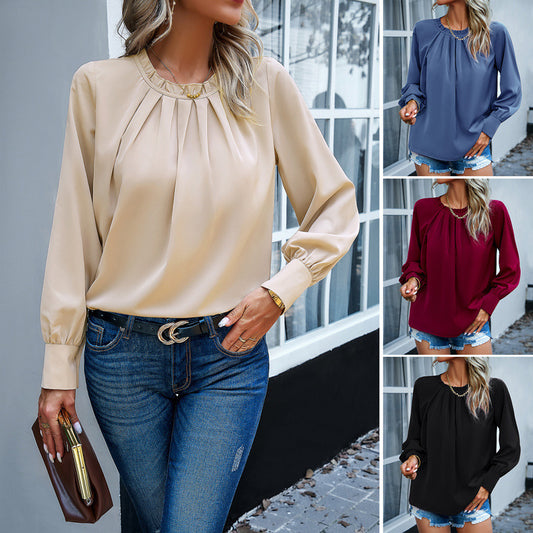 Elegant Ruffle Collar  Professional Top