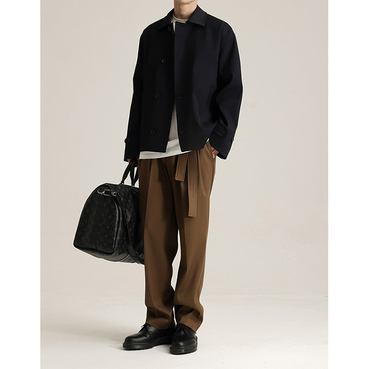 Men's Twill Blended Turn-down Collar Coat