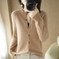Backed Round Neck Knitted Cardigan For Women