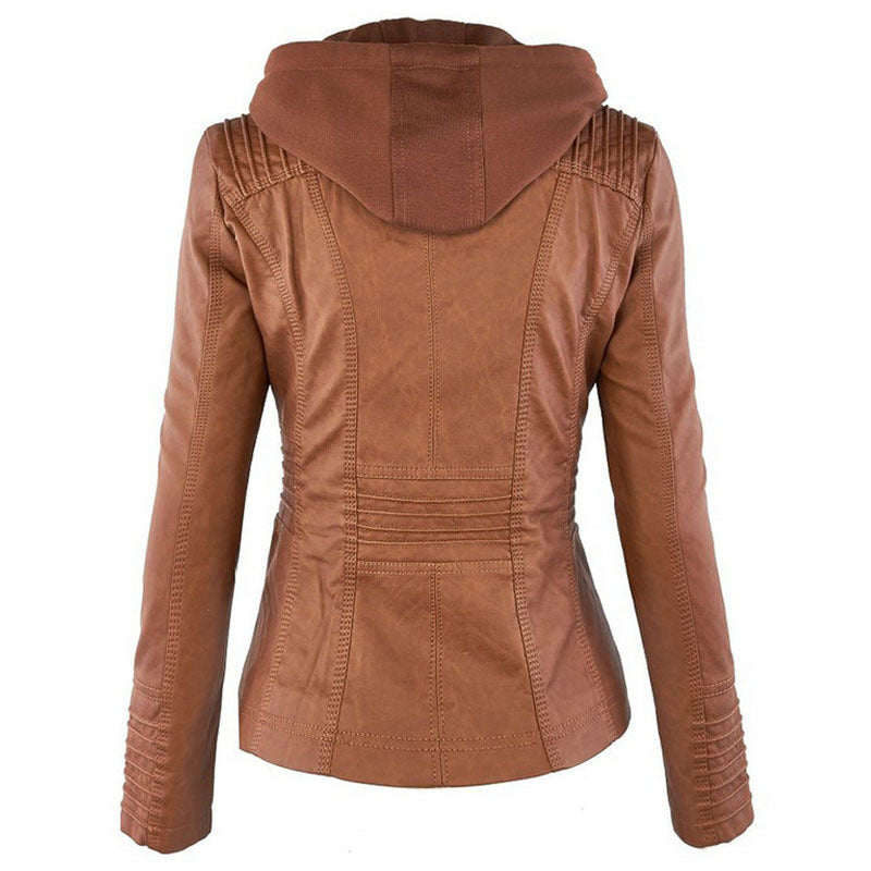 Leather/PU Detachable Hooded Jacket