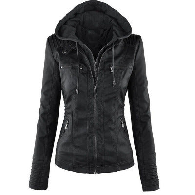 Leather/PU Detachable Hooded Jacket