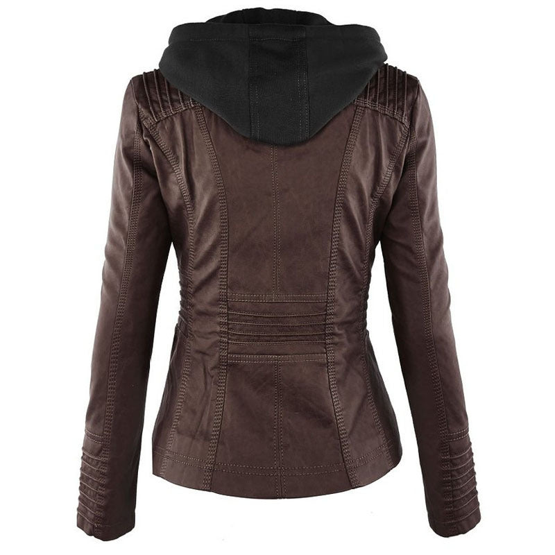 Leather/PU Detachable Hooded Jacket