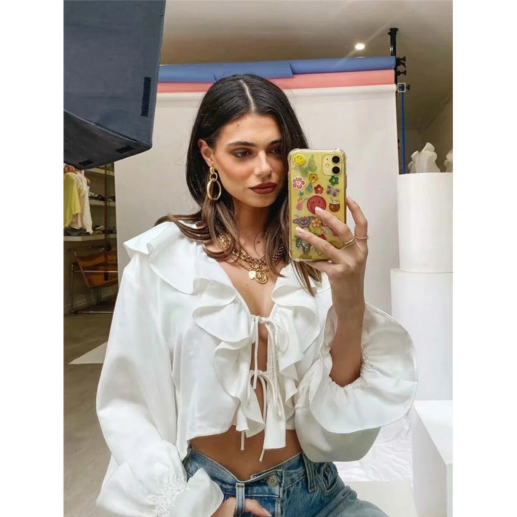Women's Elegant White Chiffon Top