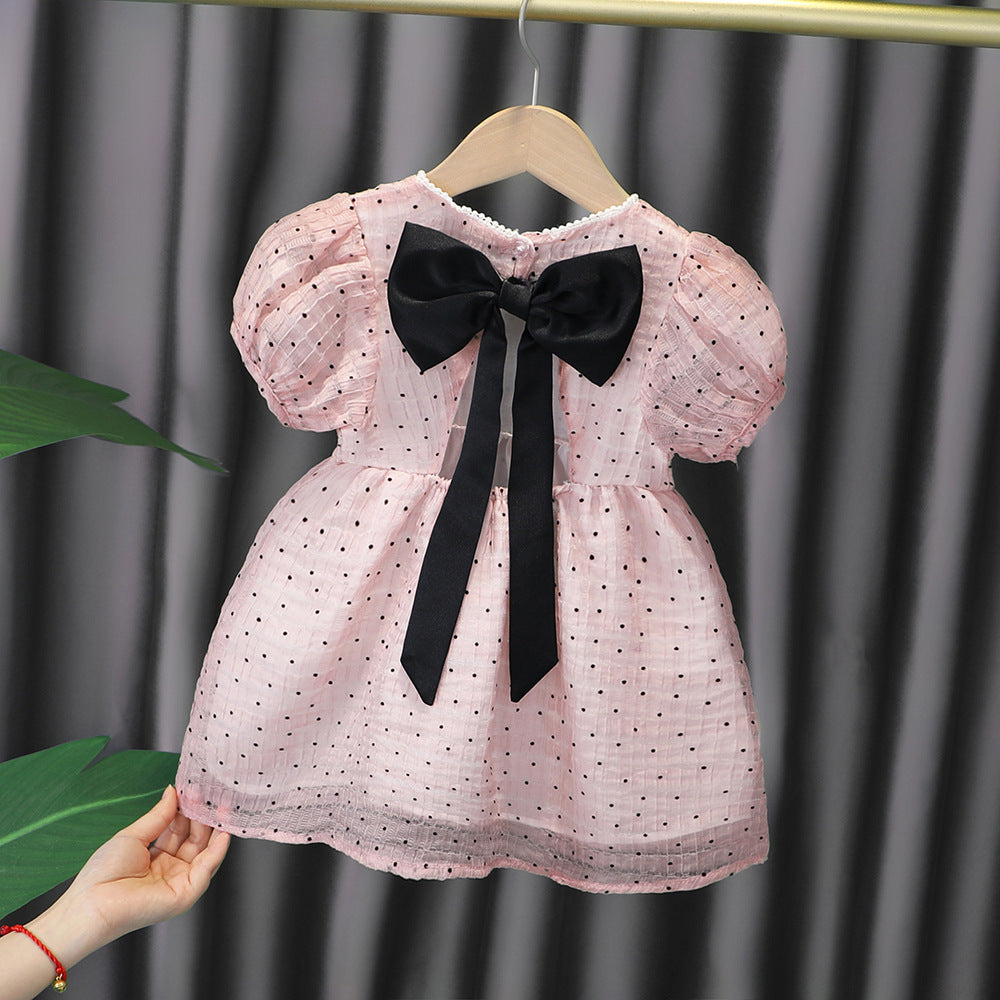 Princess Girl Bow Tie Cotton Dress