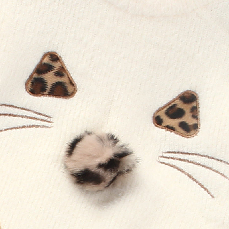 Girl's Knitted Leopard Print 2 Pcs
