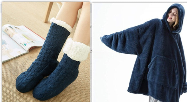 Oversized Pocketed Hoodie w/Socks