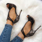 Lace Zipper Stiletto Heel Sandals