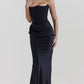 Off-The-Shoulder Slimming Fishbone Silk Gown | Ajanka Inc.