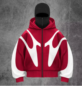 Pattern Stitching Trendy Zipper Hoodie For Men