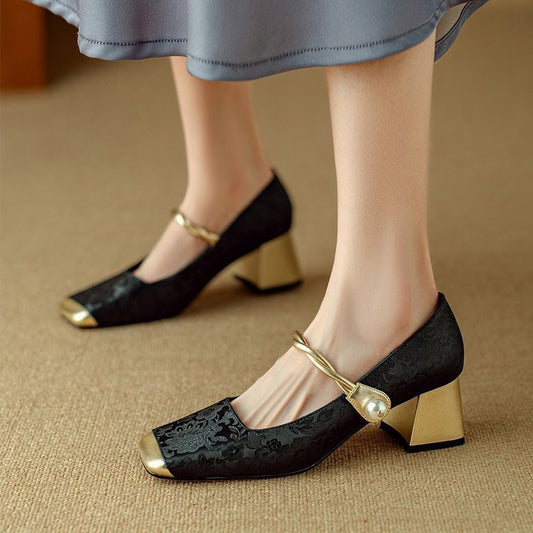 French Lux Embossed Silk Heels
