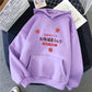 Candy Color Strawberry Print Hoodie For Women