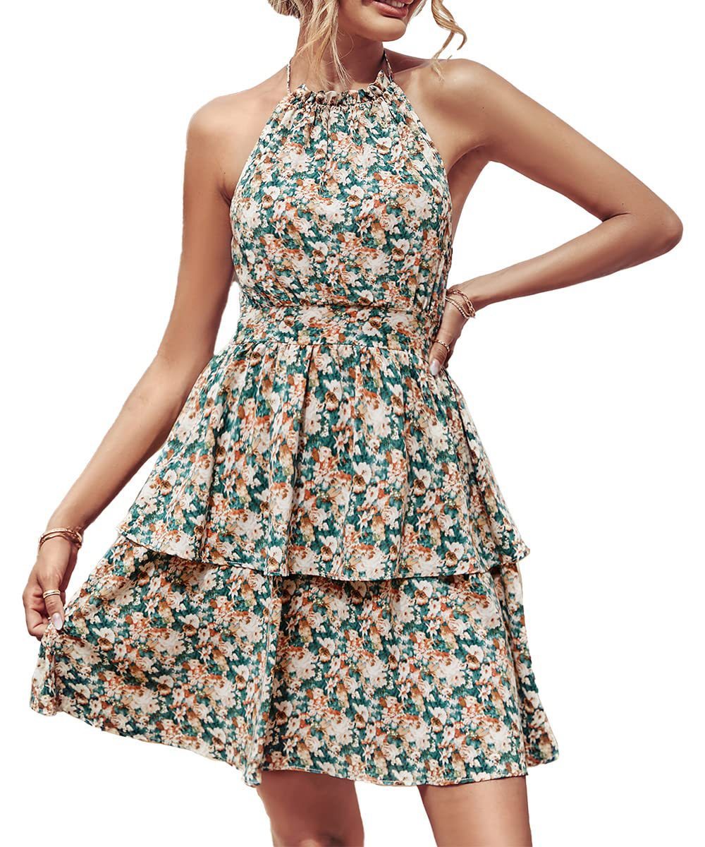 Printed Boho Halter Dress