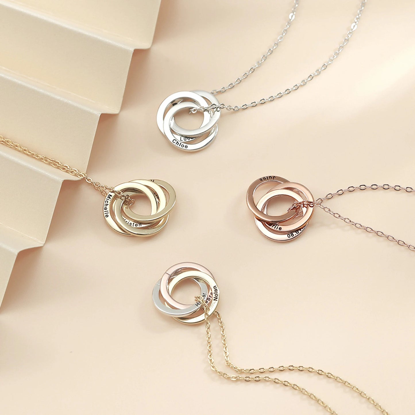 Titanium Steel Plated Multiple Rings Necklace