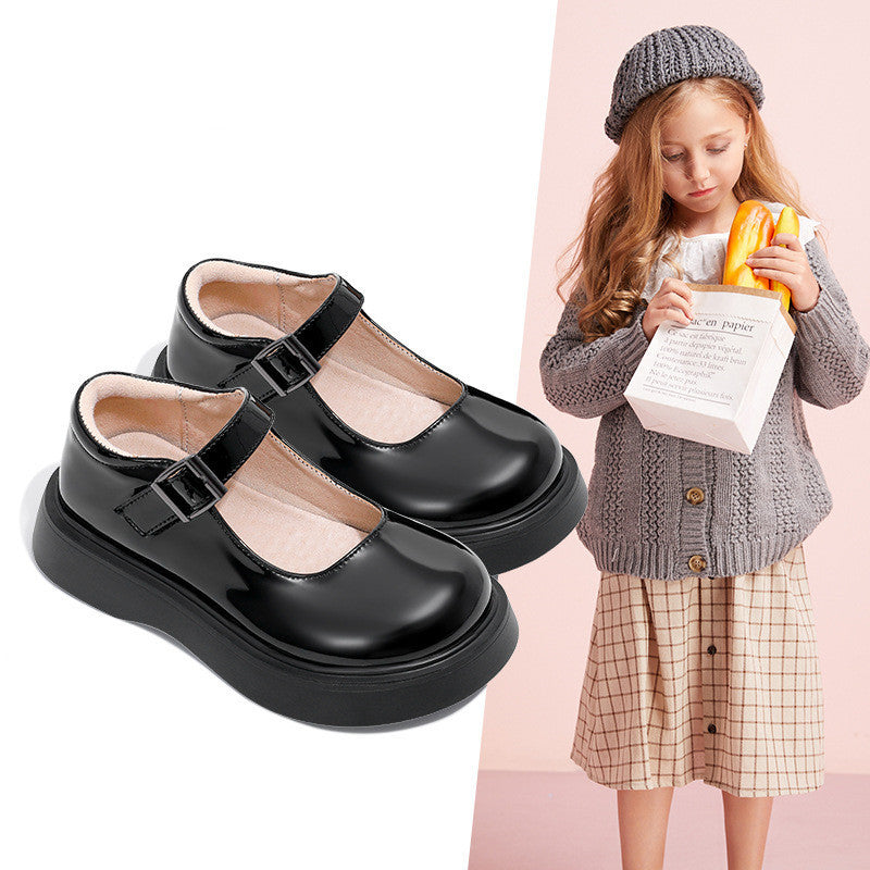 Girls PU Leather Peas Shoes