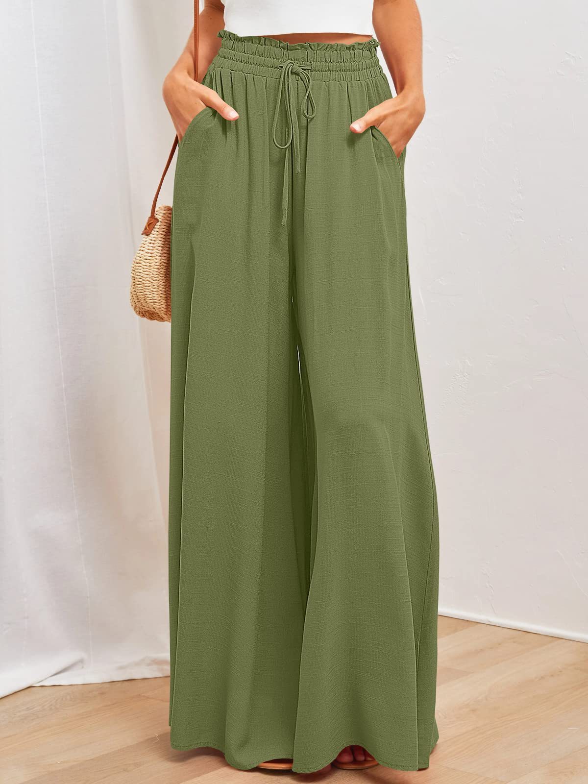 Womens Wide Leg Pocket Pants