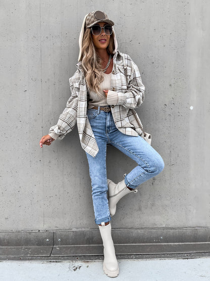 Women's Woolen Plaid Jacket