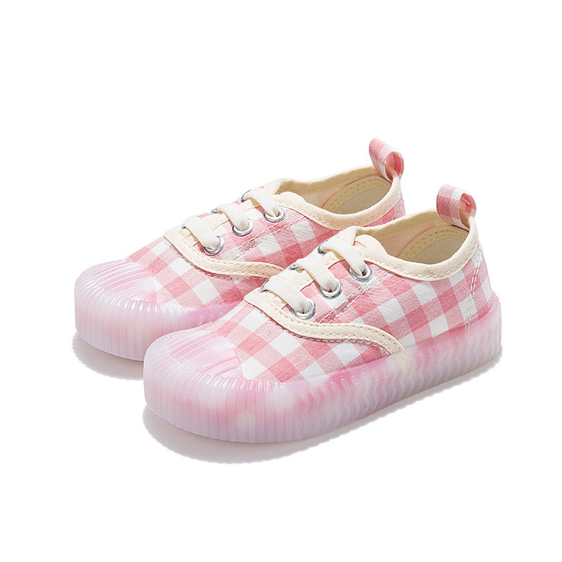 Toddler's Plaid Canvas Slip-On Sneakers