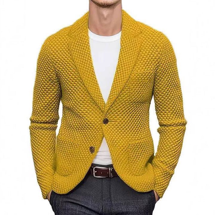 Lapels Suit Casual Knitted Jacket Cardigan For Men