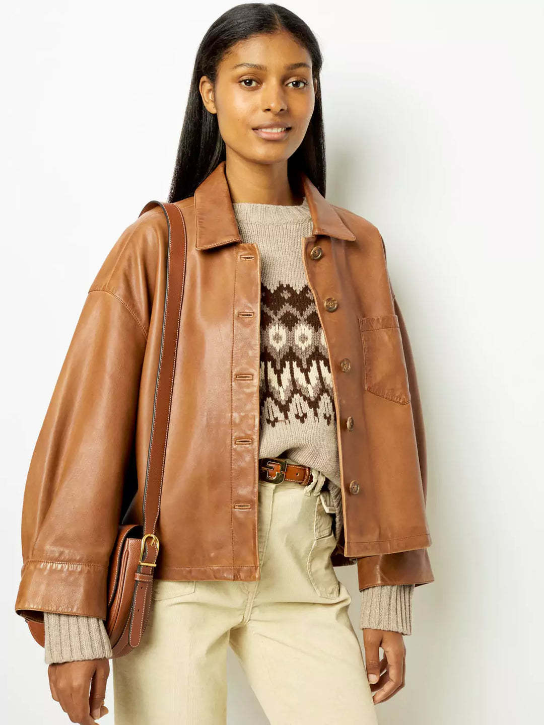 PU Leather 1/2 Coat For Women