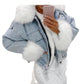 Stone Washed Denim Jacket w/ Integrated Fur